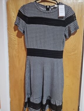 Michael Kors Black and White Houndstooth Dress